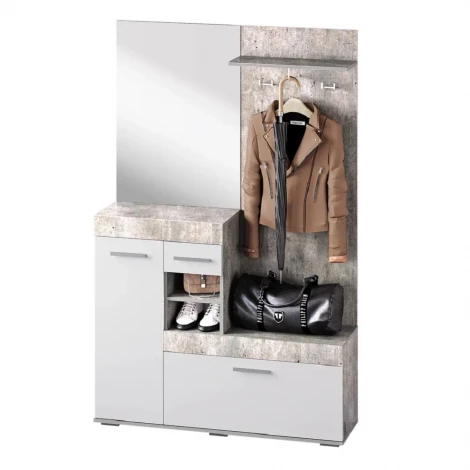 Прихожая БТС Инстайл, бетон/белый