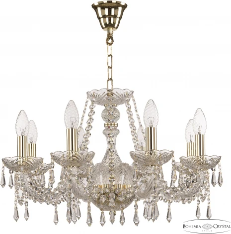 Подвесная люстра Bohemia 104 104/8/195 G (220V, подвески, на цепи, подсвечник, свеча)