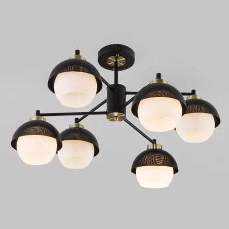 Потолочная люстра Wi-Fi на штанге Eurosvet Nocciola 70106/6 черный (220V, управление смартфоном, голосовое управление, умный дом - Minimir Home, Алиса, Маруся, Салют, шарики)