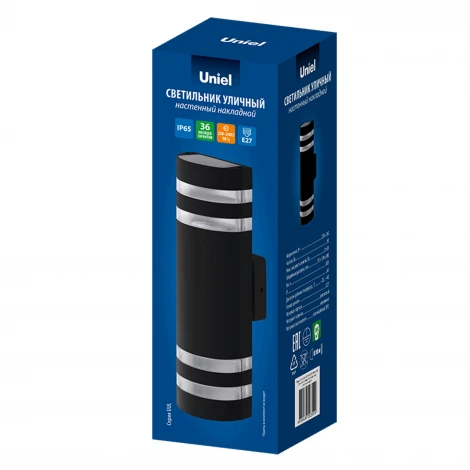 Настенный светильник уличный под лампы Е27 черный Uniel UUL-S16A 2x60W/E27 IP65 BLACK