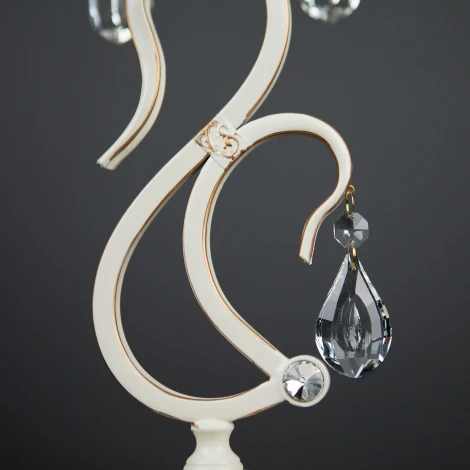 Интерьерная настольная лампа Eurosvet 12205 12205/1T белый (хрусталь Strotskis, подвески, выключатель, подсвечник, свеча)