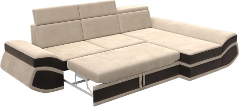 Диван угловой Лига-032 правый угол (Бежевый,Коричневый/Велюр) Лига Диванов арт.121643