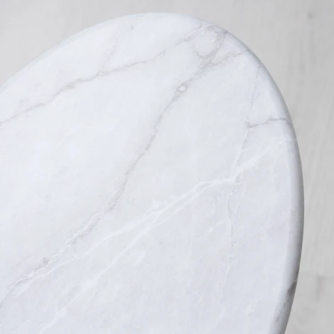 Стол приставной овальный МеталлАрт М015 белый мрамор/черный Mebelik 009510