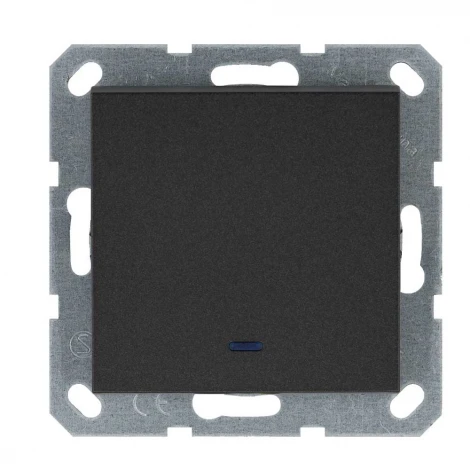 Выключатель одноклавишный проходной с подсветкой (антрацит) Jasmart G-Classic G3012NB