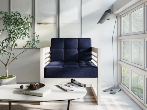 Кресло Arsko Сега беленый дуб рогожка синяя