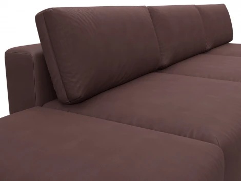 Диван угловой модульный с пуфом Лига-060 НПБ Лонг угол универсальный (ЛДСП,Брус,Фанера/Пластик/Замша/Бордовый) Лига Диванов 129522