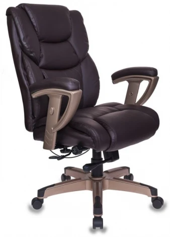 Кресло руководителя Бюрократ T-9999 коричневый рец.кожа/кожзам крестовина металл/пластик пластик золото
