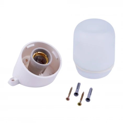 Настенно-потолочный светильник влагозащищенный под лампу Е27 наклонный для бань и саун Uniel UWL-K02R 60W/E27 IP65 WHITE