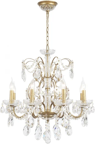 Подвесная люстра Crystal Lux ODELIS SP8 GOLD (220V, подвески, на цепи, подсвечник, свеча)