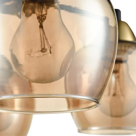 Потолочная люстра на штанге Lumion Landa 8249/6C черный/античное золото/янтарный, металл/стекло Е27 6*60W 220V