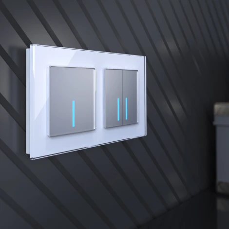 Умный сенсорный выключатель двухклавишный (серебряный) Werkel W4520606 (a048324)