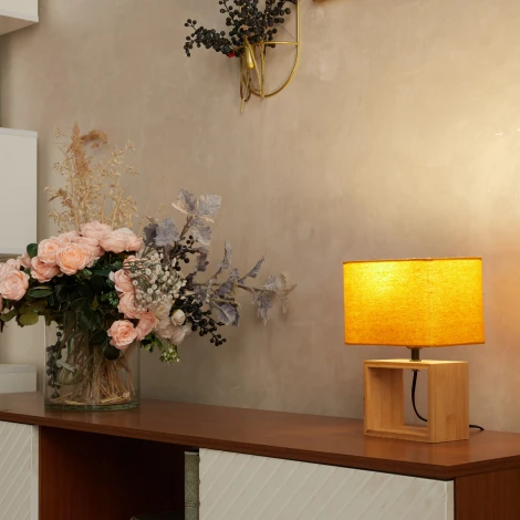 Настольная лампа оранжевый Uniel UML-B401 E27 ORANGE/WOOD