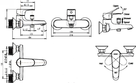 Смеситель Bravat Alfa F6120178CP-01 для ванны с душем