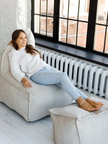 Кресло Dreambag Манхеттен Светло-бежевое с Пуфом 1426603