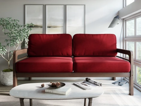 Диван Arsko прямой Бергер Б орех велюр красный