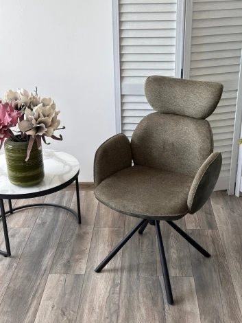 Стул M-City VARDY 360 град.поворот. Brego-77 Зеленый, ткань/ 7525-156 Зеленый, велюр/Черный