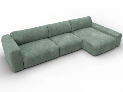Диван угловой Лига-066 НПБ Лонг угол правый (ЛДСП,Фанера,Брус,Велюр/Зеленый) Лига Диванов 131218