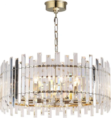 Подвесная люстра Newport 8500 8510/C gold (220V, хрусталь, на цепи, круглые)