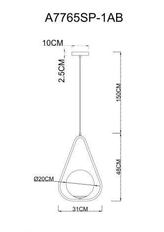 Подвесной светильник Arte Lamp Matisse A7765SP-1AB (220V, на проводе, шар)