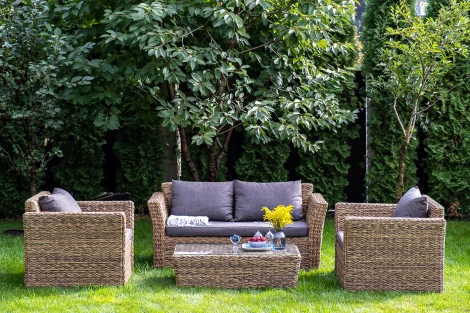 Диван из искусственного ротанга (гиацинт) двухместный, цвет соломенный 4SIS Капучино YH-C2130W-3 TW