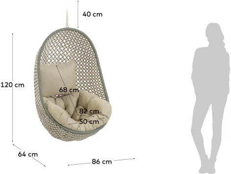 Кресло подвесное на стойке La Forma (ex Julia Grup) Cira (Разноцветный,Зеленый/ Пластик,Сталь,Искусственный ротанг)