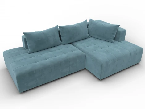 Диван угловой Лига-103 НПБ угол правый (ДСП,Брус,Фанера,Велюр/Бирюзовый) Лига Диванов 134815