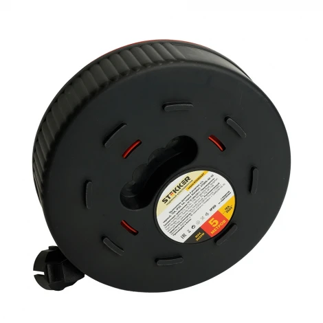 Удлинитель-рулетка 4-х местный с заземлением 5 метров (черный) Stekker Standart 50178