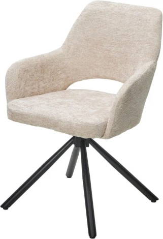 Стул NURI 180 град. поворот. 3018-10 бежевый, шенилл/ черный каркас, ®DISAUR