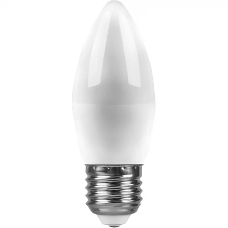 Лампочка светодиодная E27 9W 220V свеча белая 6400K Feron 25938