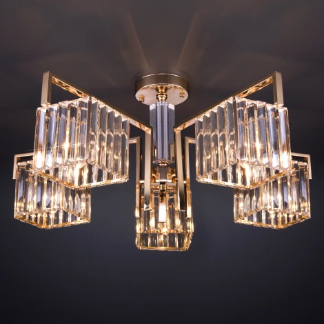Потолочная люстра Eurosvet April 10126/5 золото/прозрачный хрусталь Strotskis Smart (10117/5)