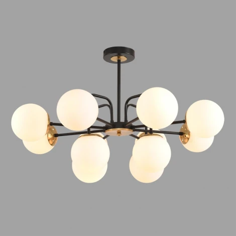 Потолочная люстра на штанге Lumion Elrona 8375/12C черный/латунь/белый, металл/стекло E27 12*60W 220V