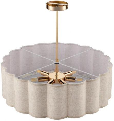 Потолочная люстра на штанге Lumion Kortni 8287/7 золотой/бежевый, металл/текстиль Е14 7*40W 220V KORTNI
