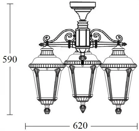 Потолочный светильник уличный Oasis Light MUNICH 2S 79750SA/3 Gb (220V, фонарь, IP44)