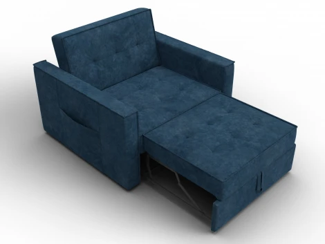 Кресло-кровать Лига-104 (80) (ЛДСП,Брус,Фанера,Велюр/Синий) Лига Диванов 134850