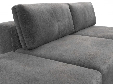 Диван угловой модульный с пуфом Лига-060 НПБ угол универсальный (ЛДСП,Брус,Фанера/Пластик/Велюр/Серый) Лига Диванов 129682