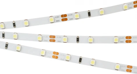 Светодиодная лента RT-A60-5mm 12V Warm2700 (4.8 W/m, IP20, 2835, 5m) (Arlight, 4.8 Вт/м, IP20) 028615(2)
