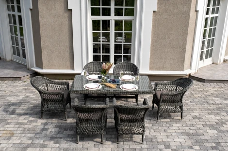 "Амароне" обеденная группа из искусственного ротанга на 6 персон, цвет графит 4SIS арт.УТ-00007688