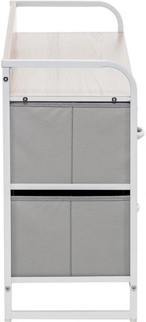 Комод Leset Ноа широкий, Каркас Белый, Светло-серый Leset (Искусственный лен/Светло-серый) арт.2500000183478