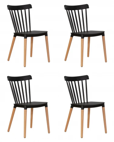 Набор 4 шт стул обеденный DOBRIN THEO (ножки светлый бук, цвет черный (B-03))