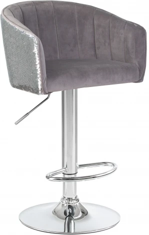 Стул барный DARCY SHINY (серый велюр с серебрянными пайетками)