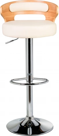 Стул барный DOBRIN FRED (натуральное дерево, кремовый) 1018-LMZ FRED, цвет сиденья кремовый, каркаса натуральное основания хром