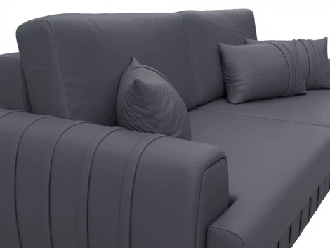 Диван прямой Лига-057 НПБ (ЛДСП,Брус,Фанера/Пластик/Экокожа/Серый) Лига Диванов 130027