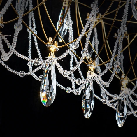 Подвесная люстра светодиодная хрустальная с пультом с регулировкой цветовой температуры Modelux ML.5603.1200P BS