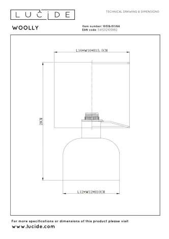 Настольная лампа Lucide Woolly 10516/01/66