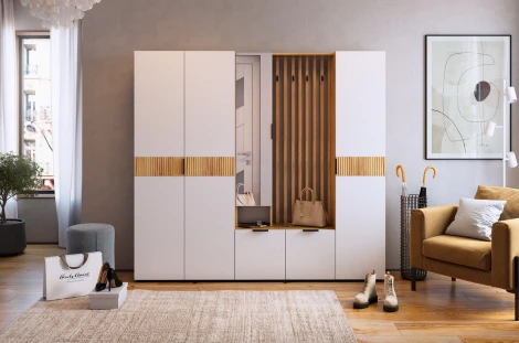 Прихожая "Бери К9" (2000х350х1826) Mebelson (ЛДСП/Дуб крафт золотой) арт.ПК09Бери.2563