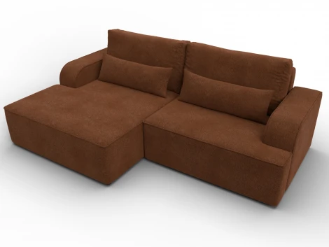 Диван угловой Лига-120 угол левый (ДСП,Брус,Фанера,ЛДС,Велюр/Терракотовый) Лига Диванов 137290L