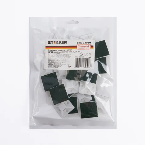 Площадка для хомутов самоклеящаяся 30х30 мм белая 25 шт. Stekker 32936