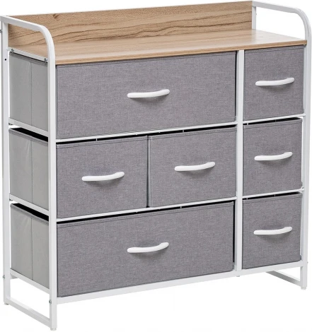 Комод Leset Ноа 7 ящ., Каркас Белый, Светло-серый Leset (Искусственный лен/Светло-серый) арт.2500000183461