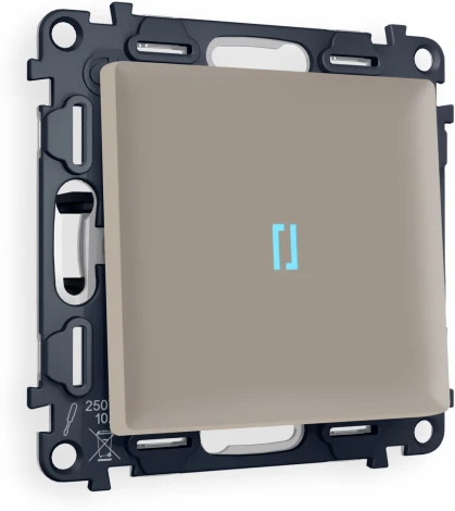 Комплект механизма Ambrella Volt 1-клавишного выключателя с подсветкой 10000K ALFA MA362020 Серо-бежевый матовый QUANT