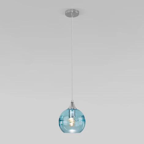 Умный подвесной светильник Eurosvet Lotus 50221/1 голубой (220V, на проводе, шар)